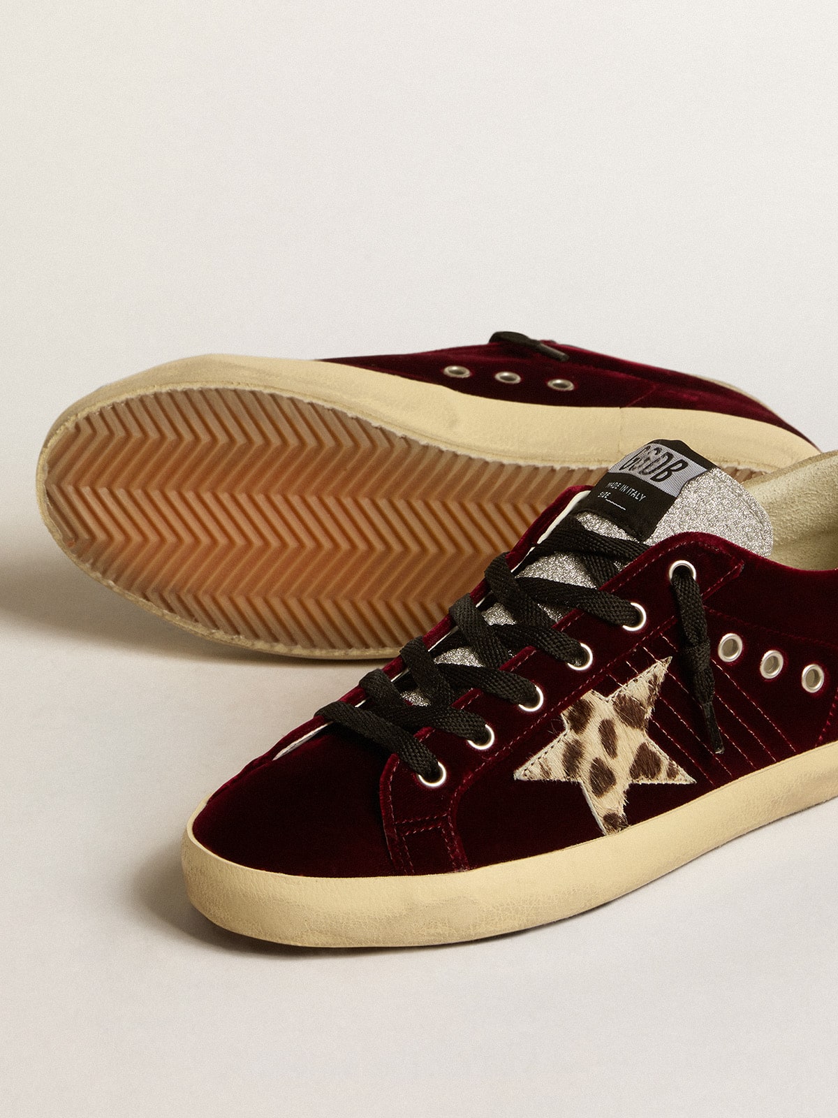 Golden Goose - Women's Super-Star LTD in velvet with pony skin star and glitter tongue in 