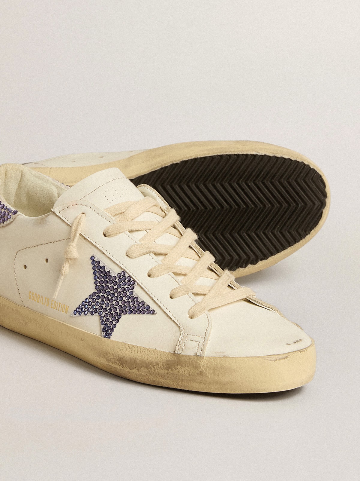 Golden Goose - Women’s Super-Star LTD with suede star and heel tab with Swarovski crystals in 