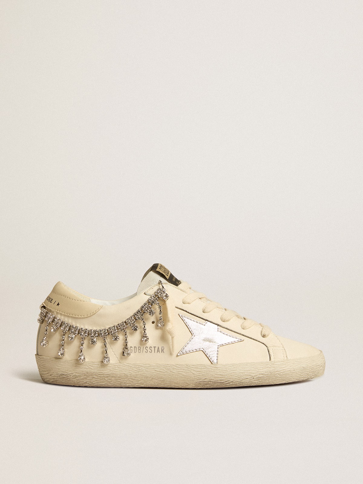 Golden Goose - Women's Super-Star LTD in nappa leather with silver metallic leather star and rhinestones in 