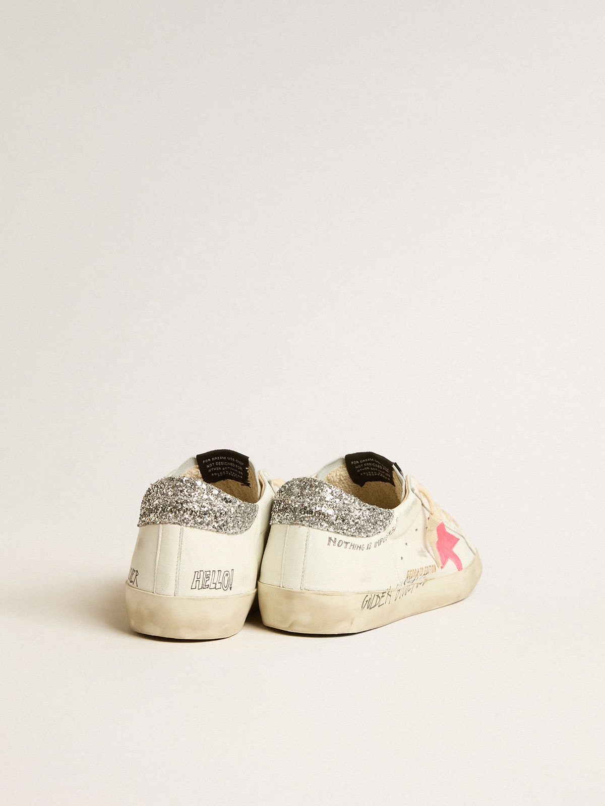 Golden Goose - Super-Star LTD with fluorescent lobster suede star and glitter heel tab in 