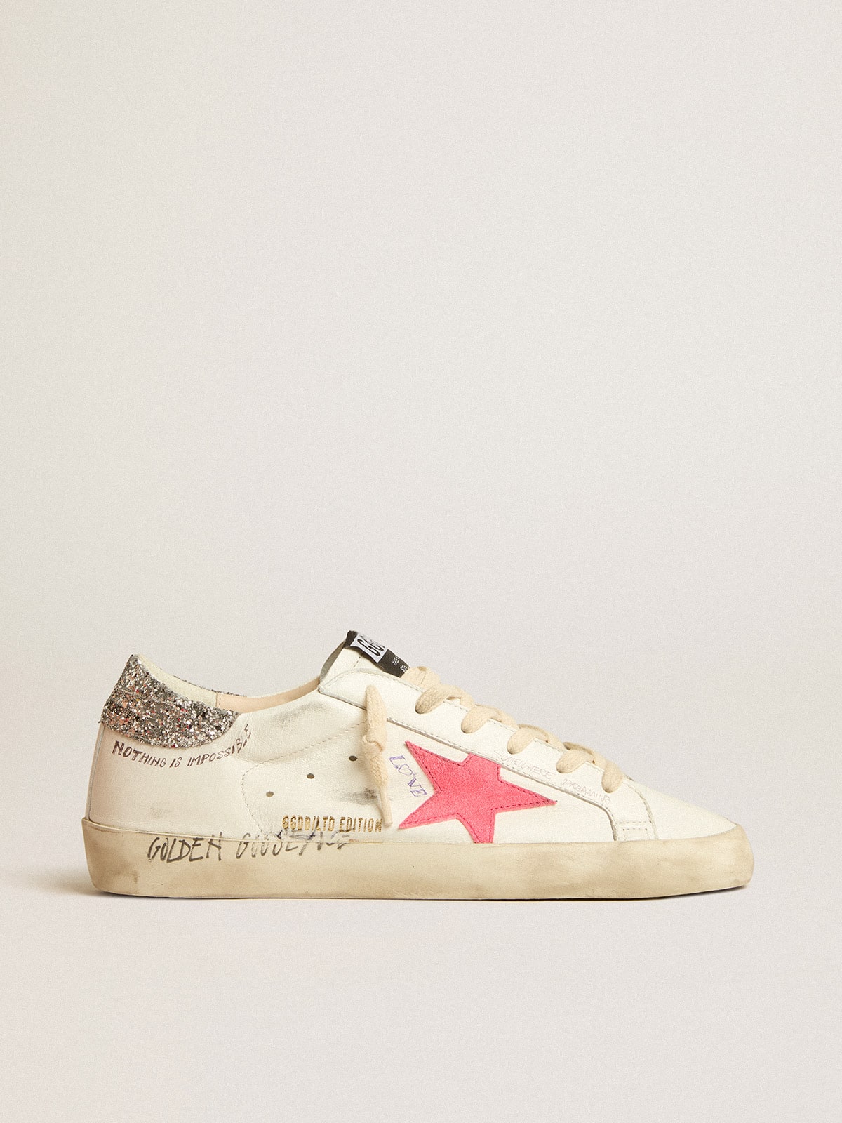 Golden Goose - Super-Star LTD with fluorescent lobster suede star and glitter heel tab in 