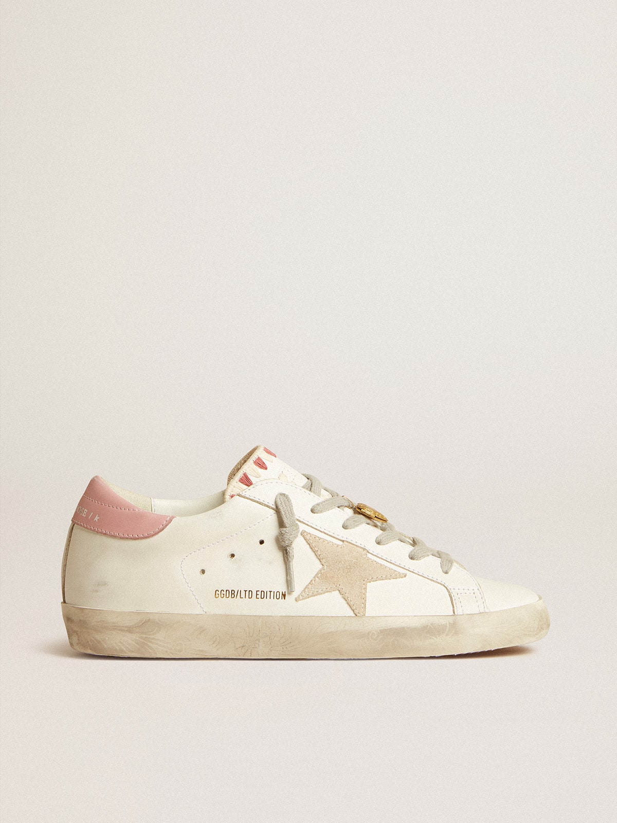 Super-Star LTD with beige suede star and pink heel tab | Golden Goose