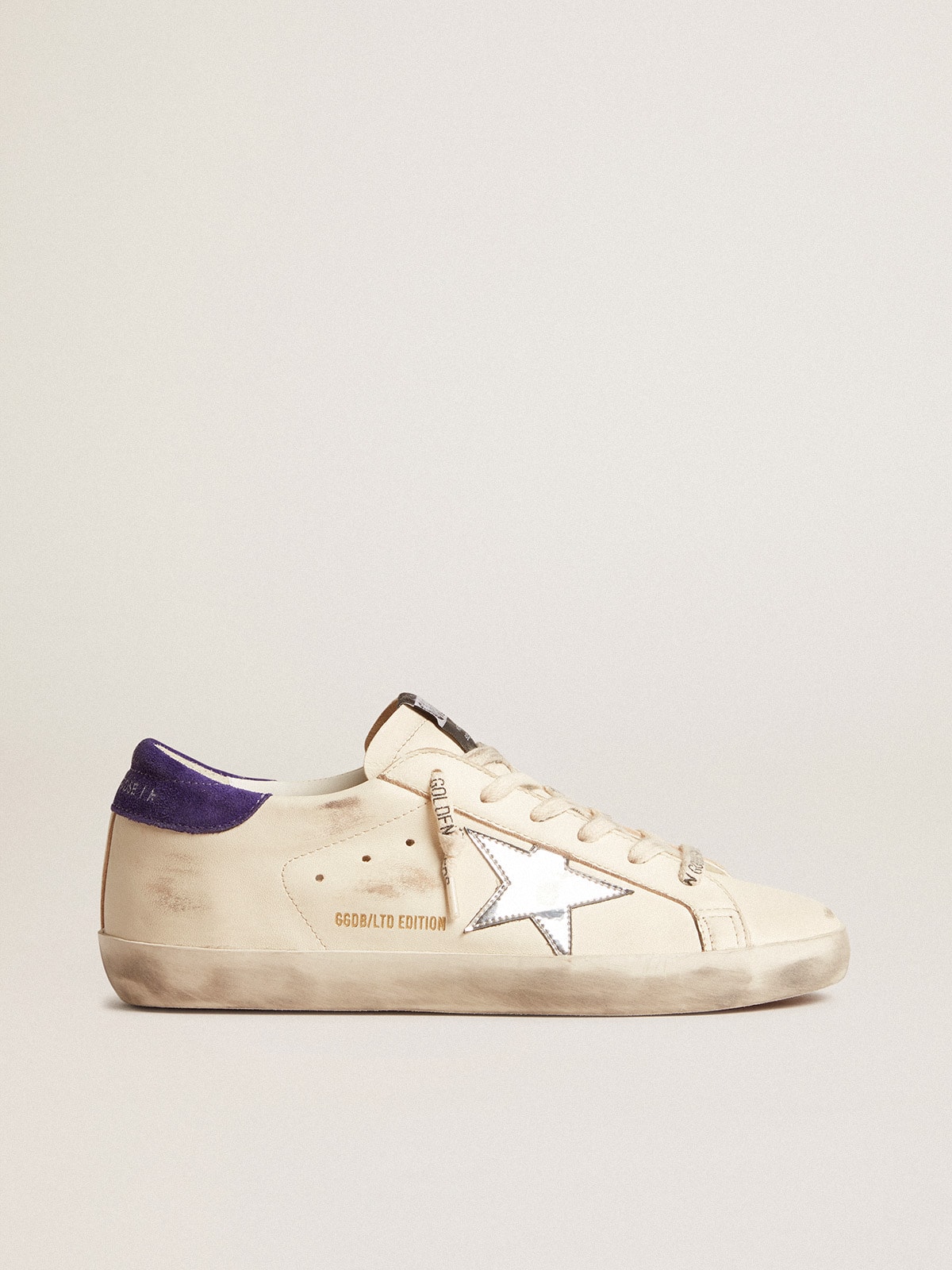 Super Star LTD in nappa with metallic star and purple suede heel tab Golden Goose