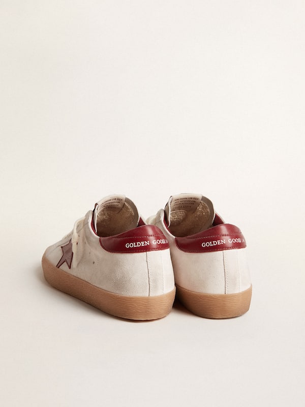 Golden Goose - Super-Star in white suede with burgundy leather star and heel tab in 