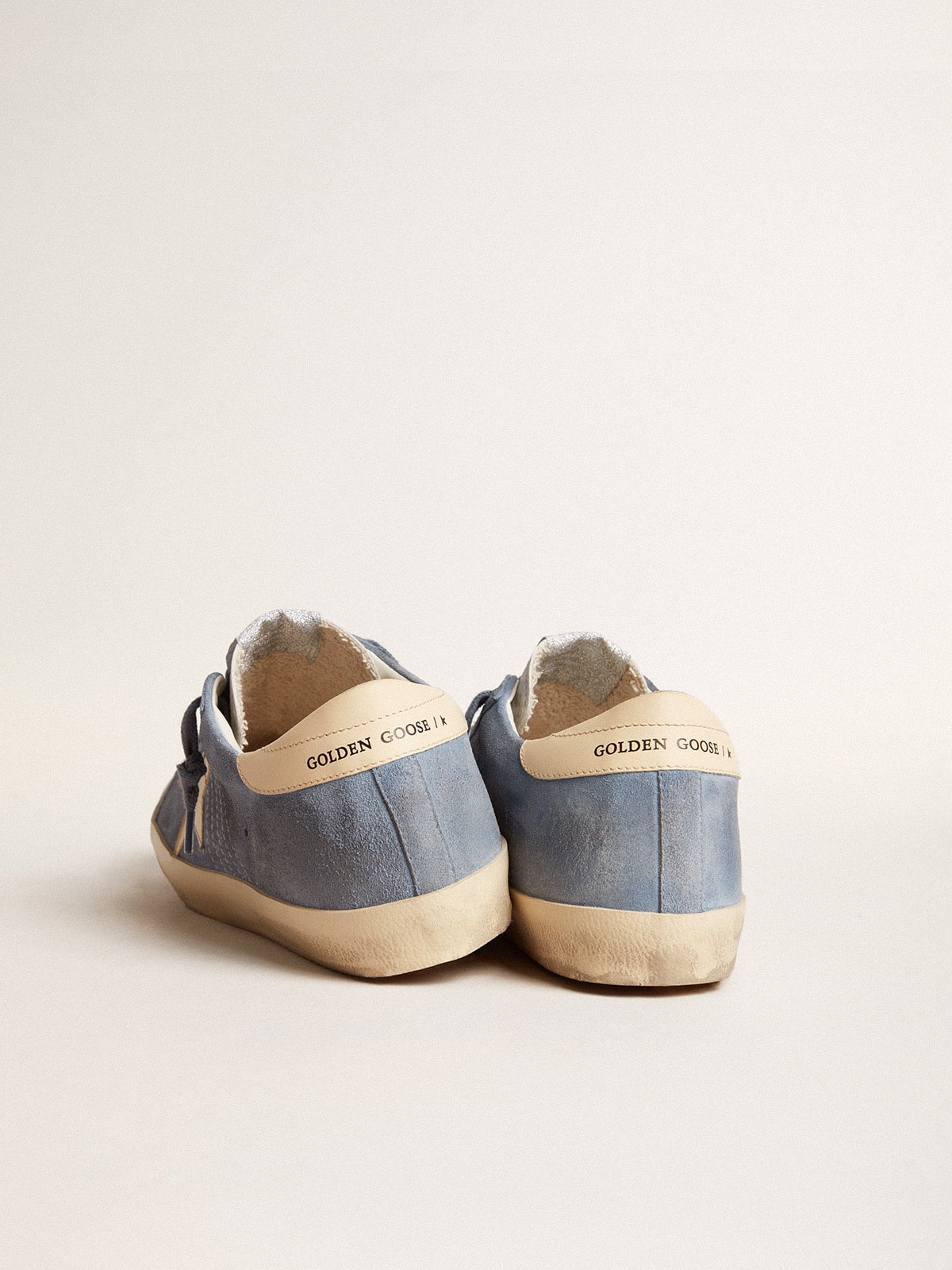 Super Star in light blue suede with beige leather star and heel tab Golden Goose