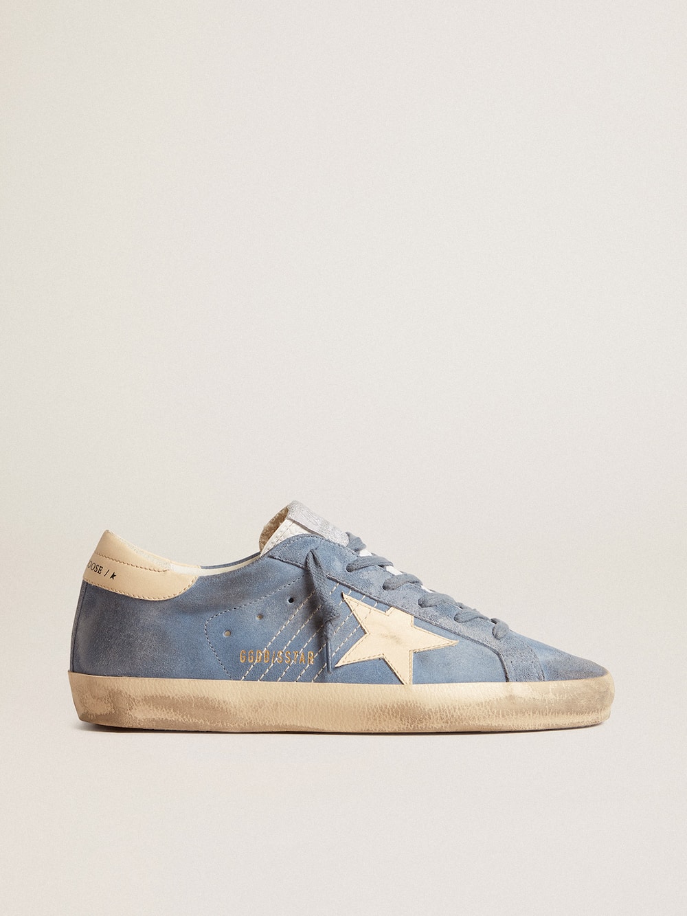Golden Goose - Super-Star in light blue suede with beige leather star and heel tab in 
