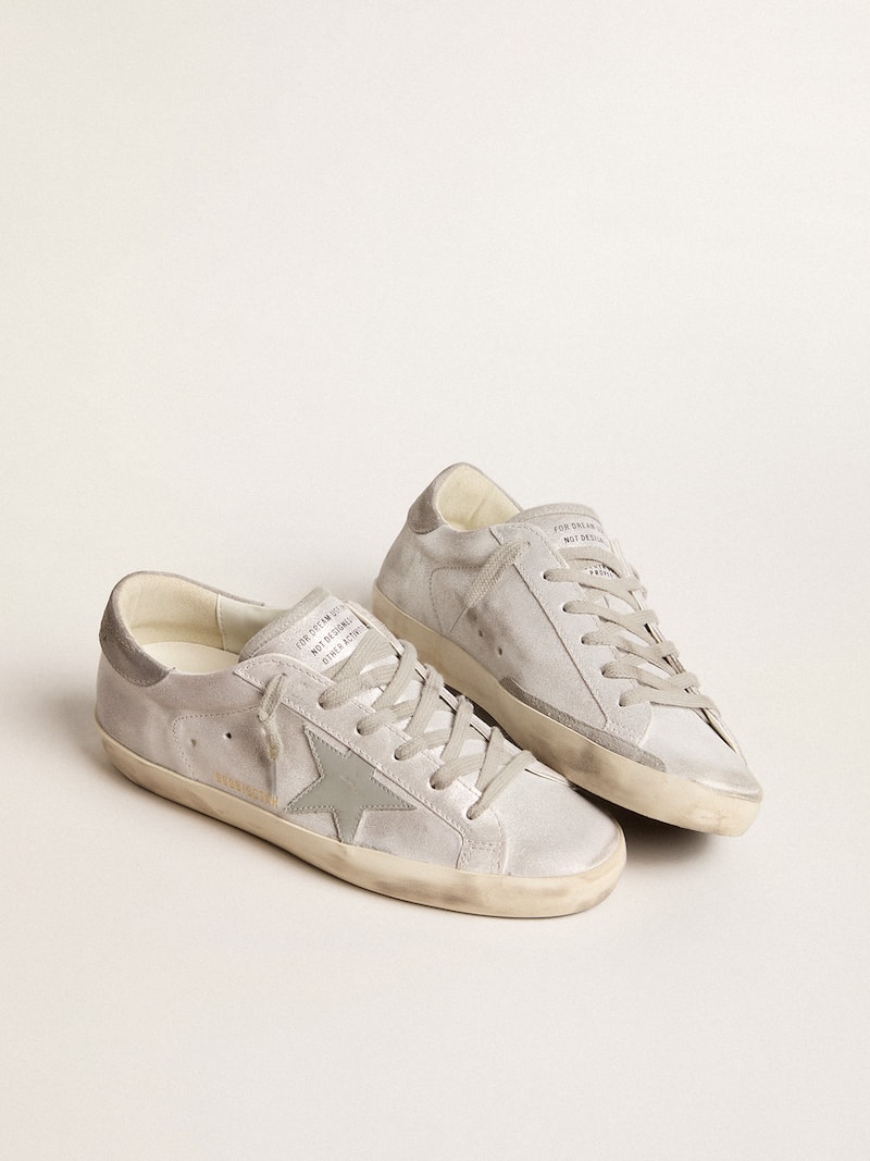 Golden Goose - Super-Star sneakers in gray-white glitter-effect leather with leather star in 