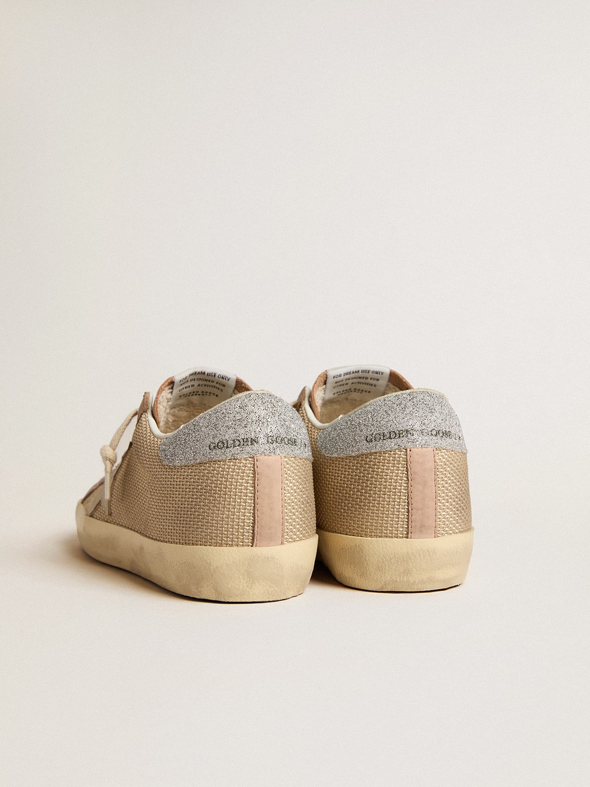 Super-Star LTD in white mesh and pink nubuck with Swarovski crystals heel  tab | Golden Goose Official Website