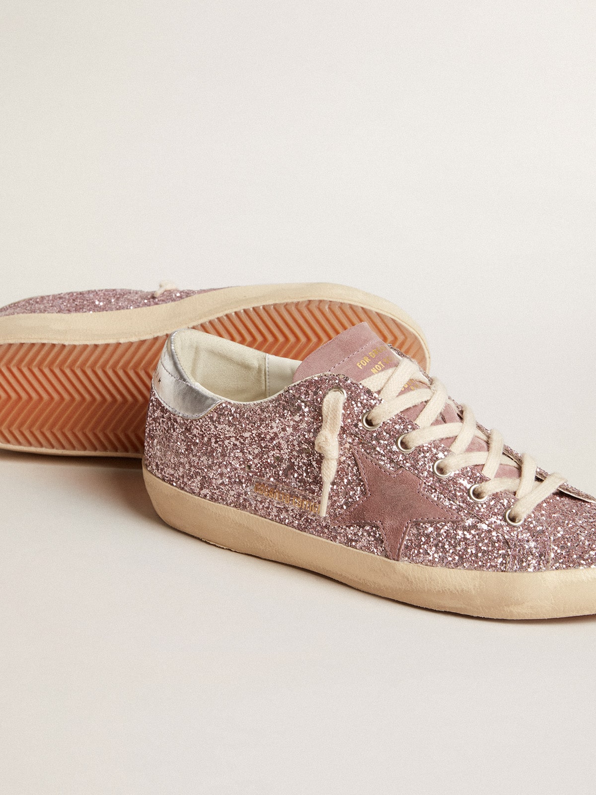 Golden Goose - Super-Star LTD in glitter with suede star and silver heel tab in 