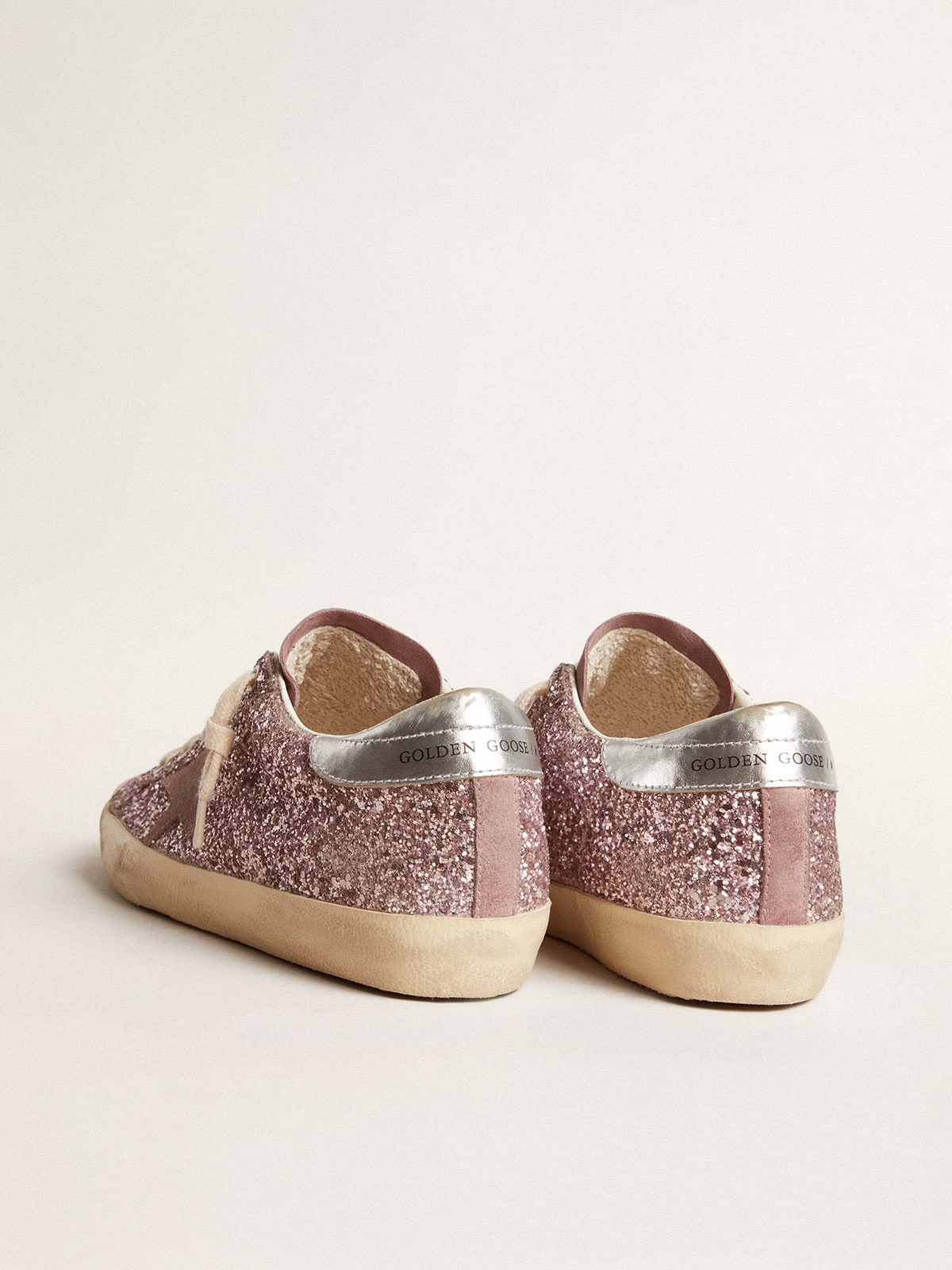 Golden Goose - Super-Star LTD in glitter con stella in suede e talloncino argento in 