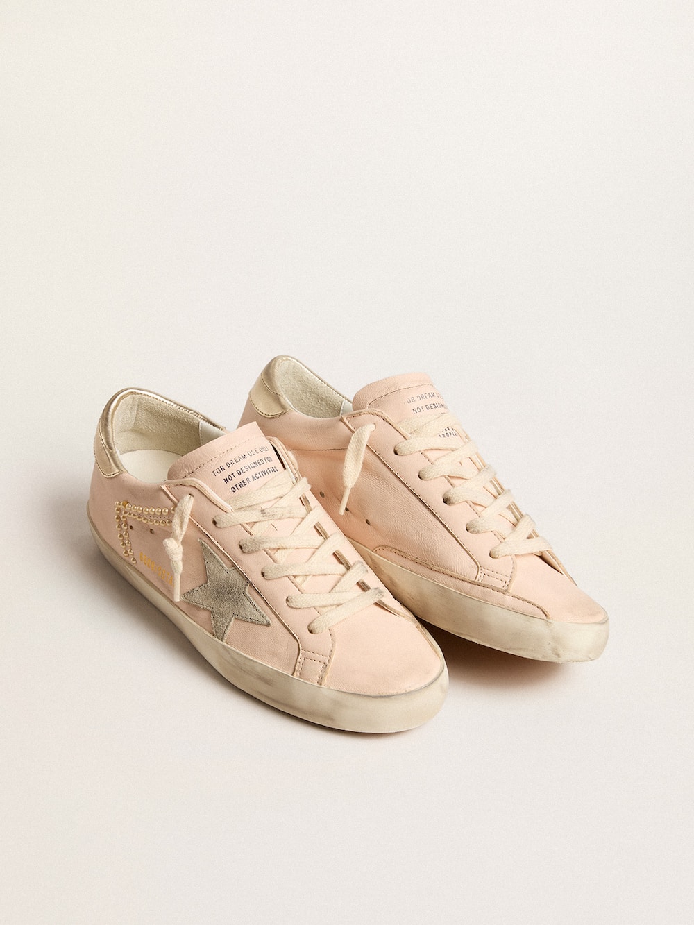 Golden Goose - Super-Star in pink nappa with ice-gray star and platinum heel tab in 