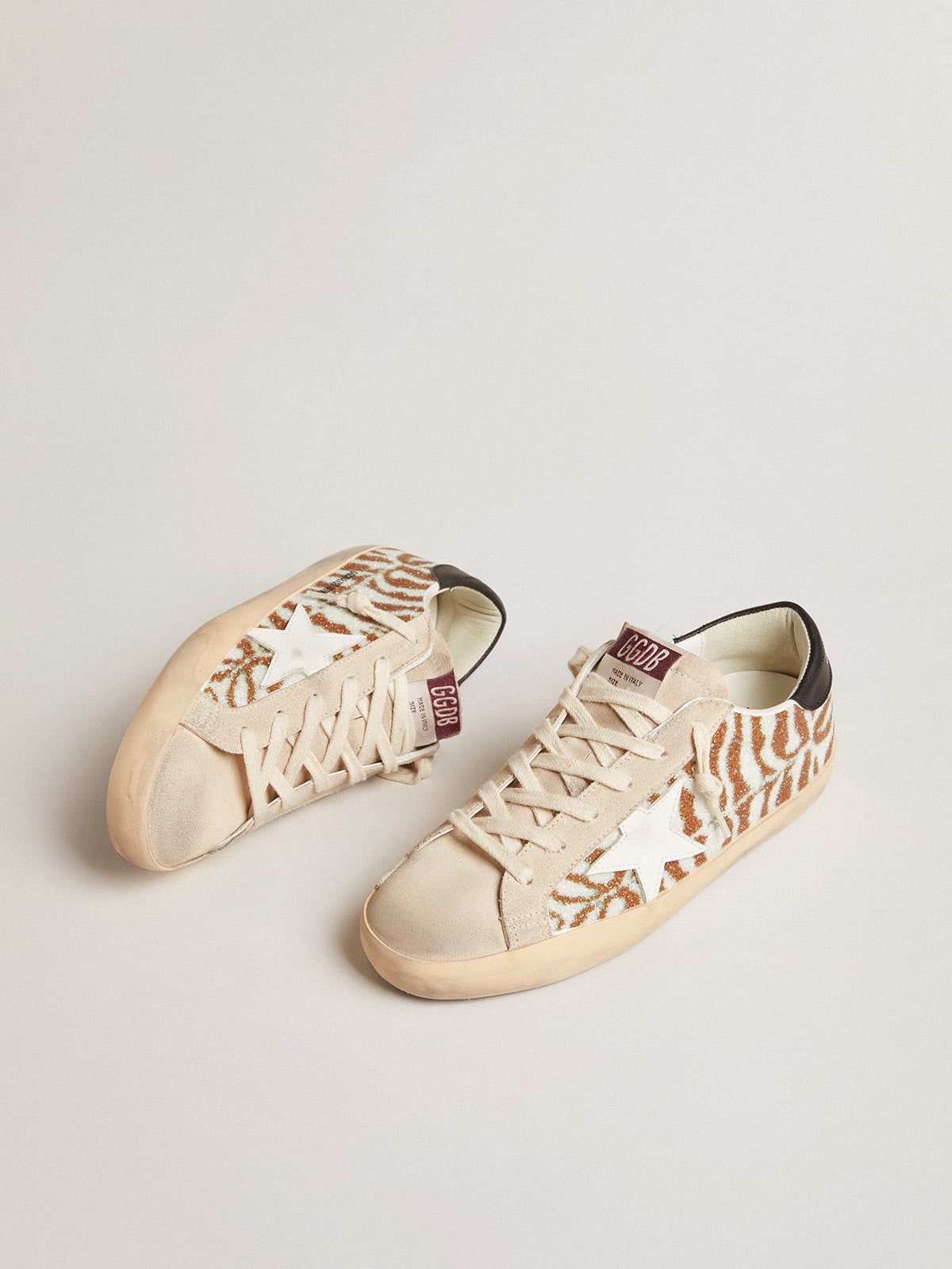 Golden Goose - Super-Star LTD in zebra-effect Swarovski with a white leather star in 