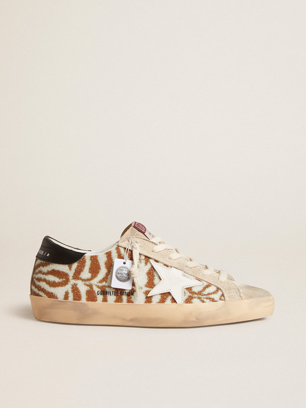 Golden Goose - Super-Star LTD in zebra-effect Swarovski with a white leather star in 