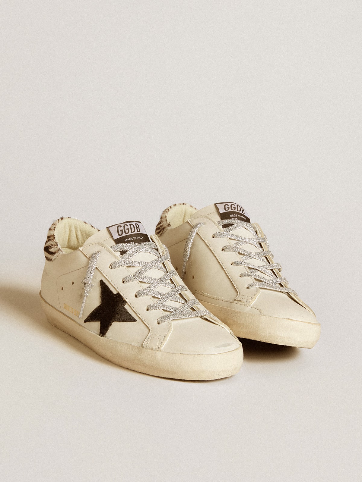 Golden Goose - Super-Star de mujer con estrella de ante y refuerzo del talón de piel efecto potro in 