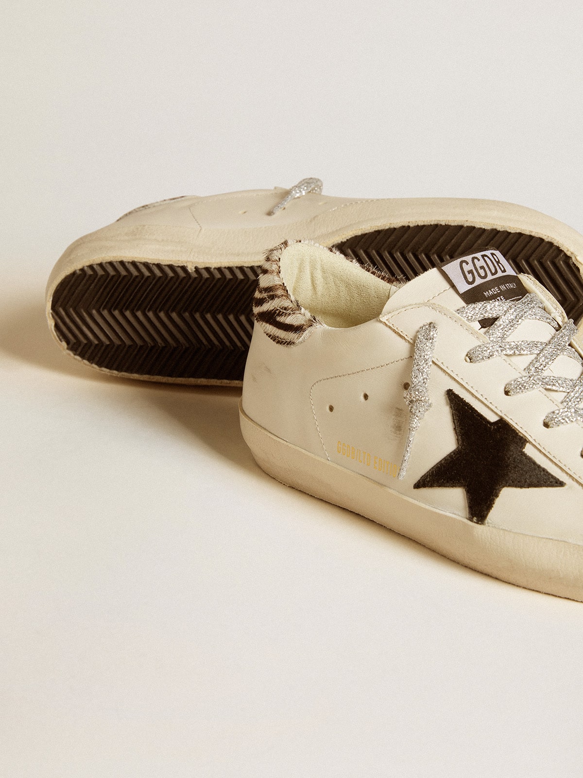 Golden Goose - Women’s Super-Star with suede star and in pony skin heel tab in 