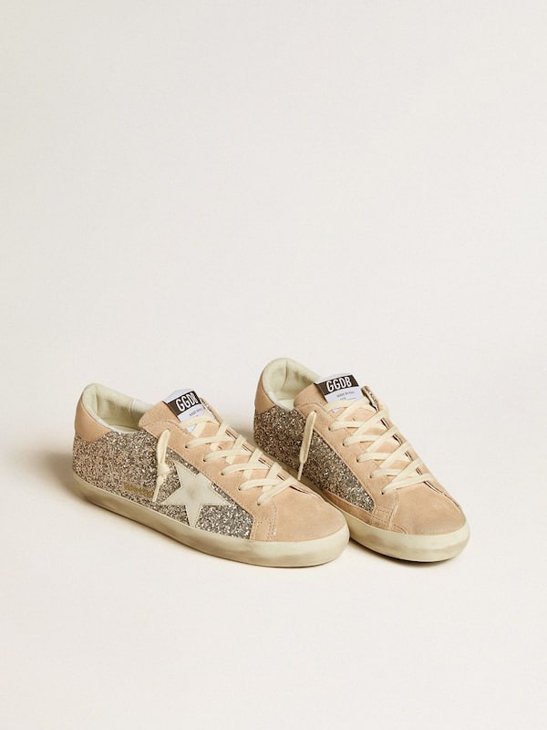 Golden Goose - Women’s Super-Star in silver glitter with leather star and heel tab in 