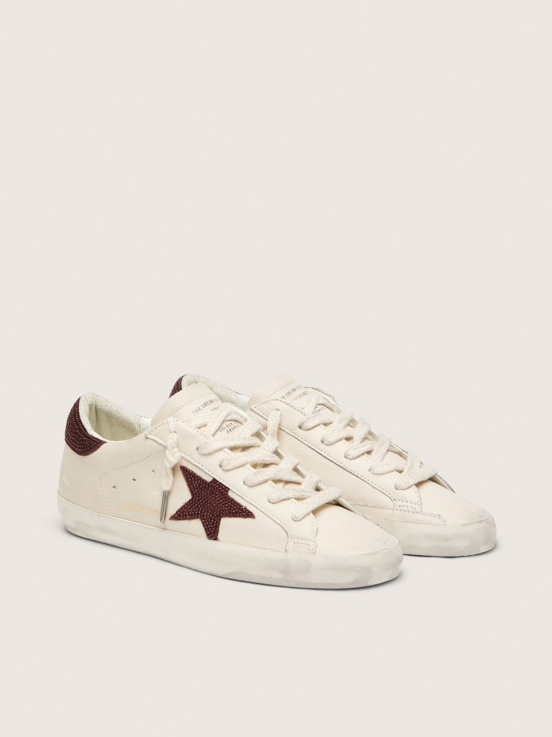 Golden Goose - Women&rsquo;s Super-Star  with suede star and heel tab with Swarovski crystals in 