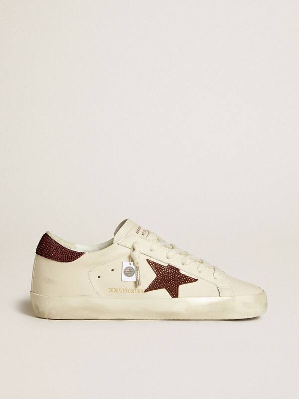 Golden Goose - Women’s Super-Star LTD with suede star and heel tab with Swarovski crystals in 