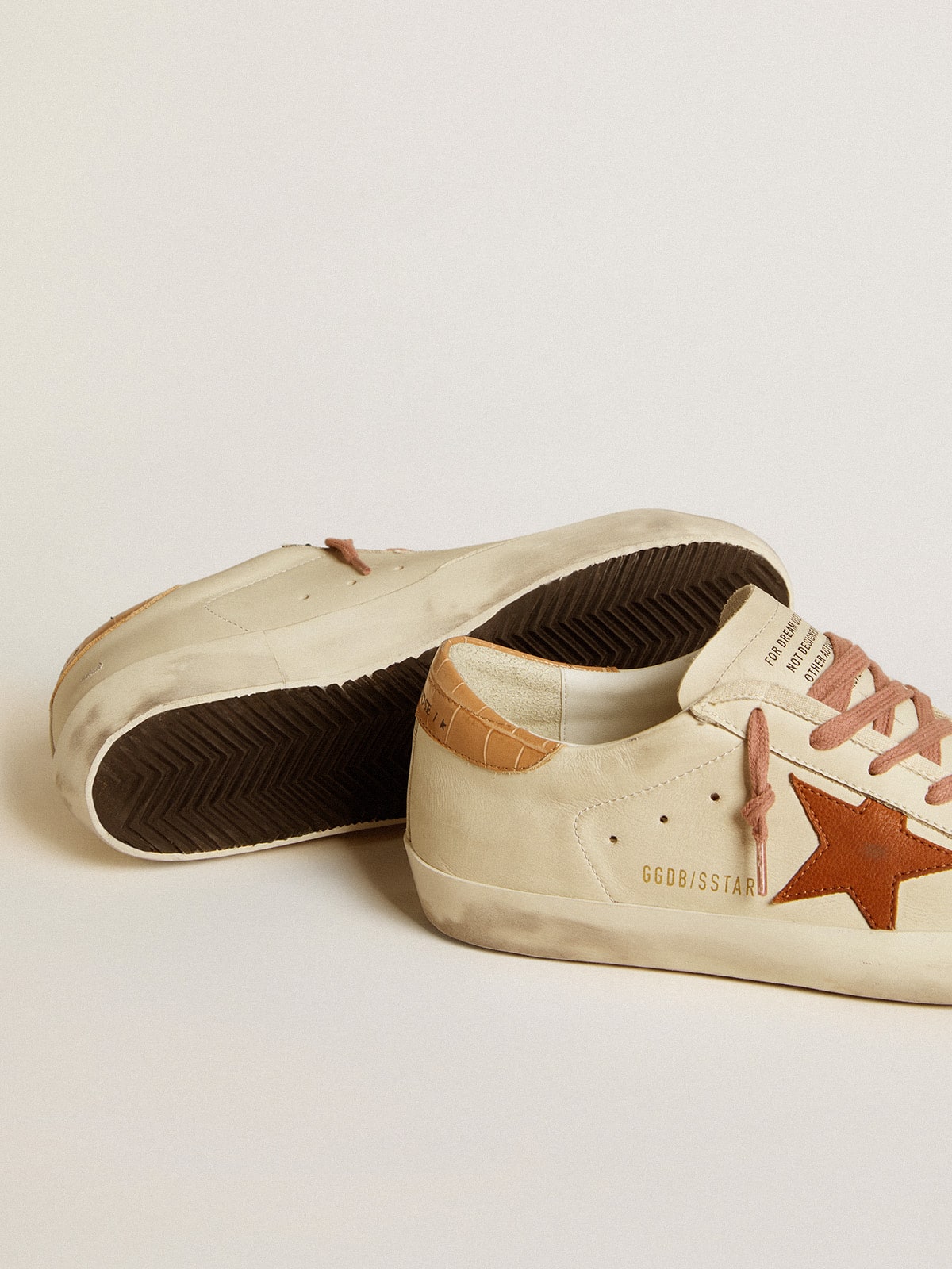 Golden Goose - Super-Star with leather star and crocodile-print leather heel tab in 