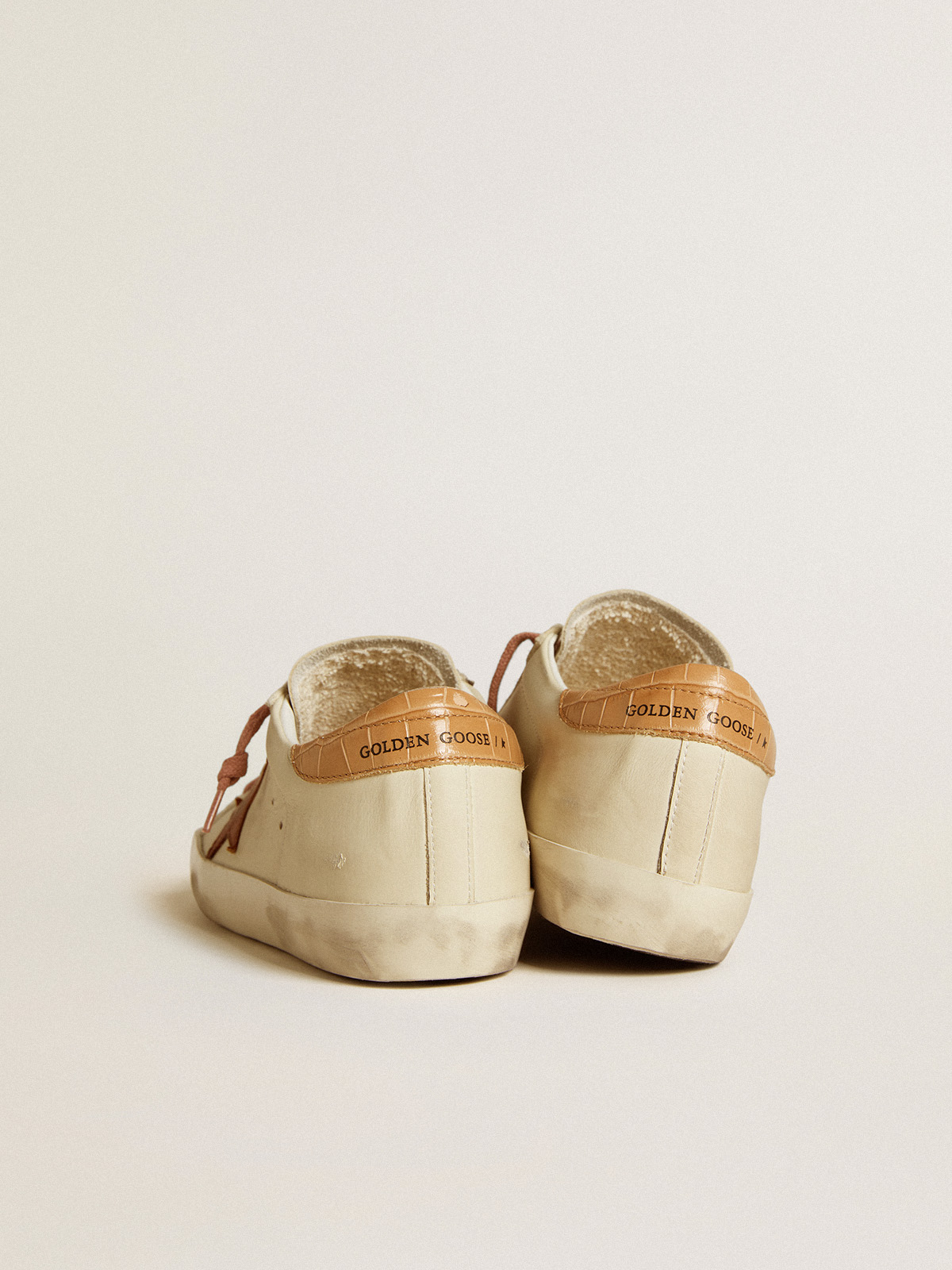 Golden Goose - Women’s Super-Star with leather star and crocodile-print leather heel tab in