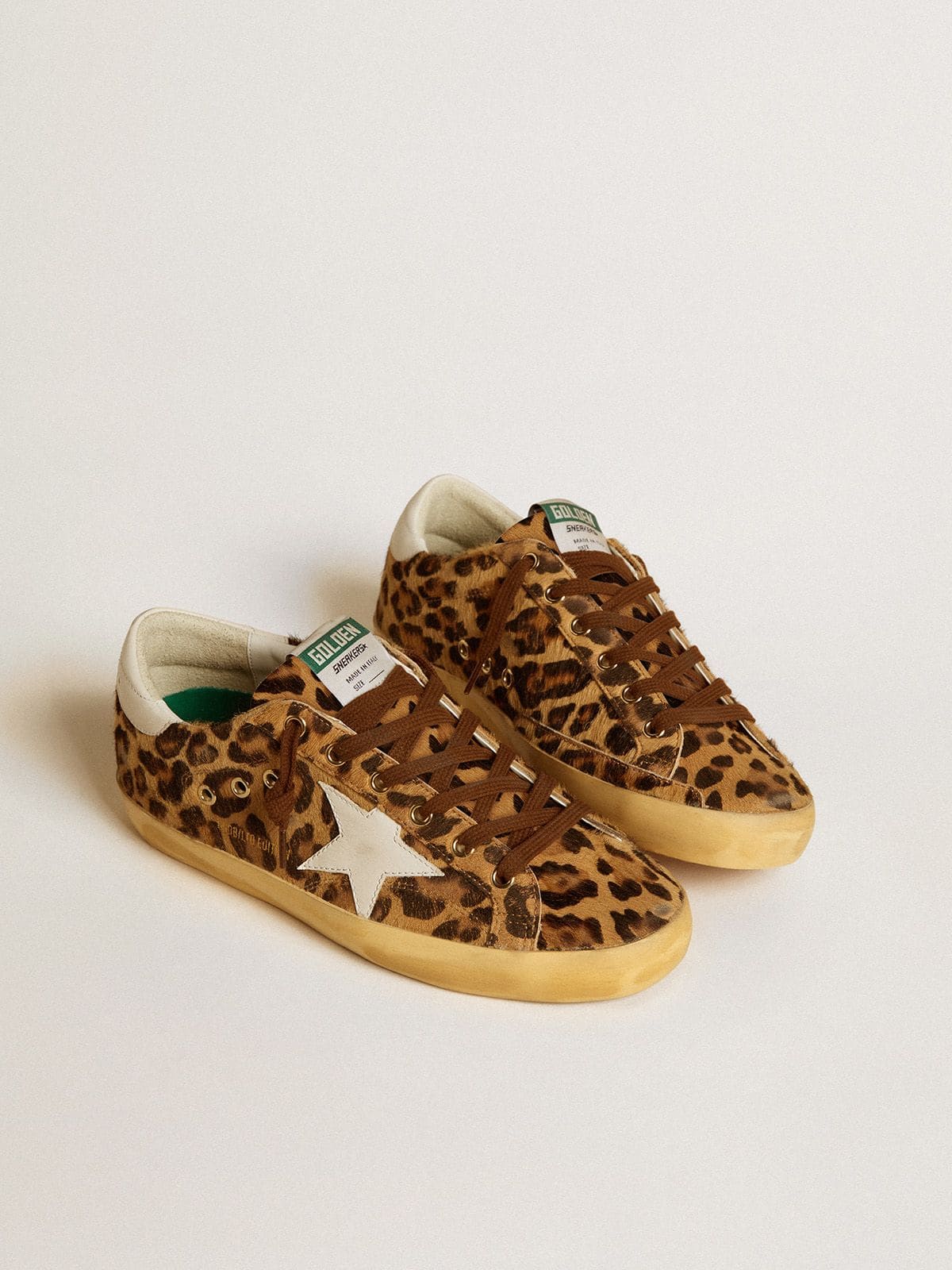 Golden Goose - Super-Star LTD in leopard-print pony skin with leather star and heel tab in 