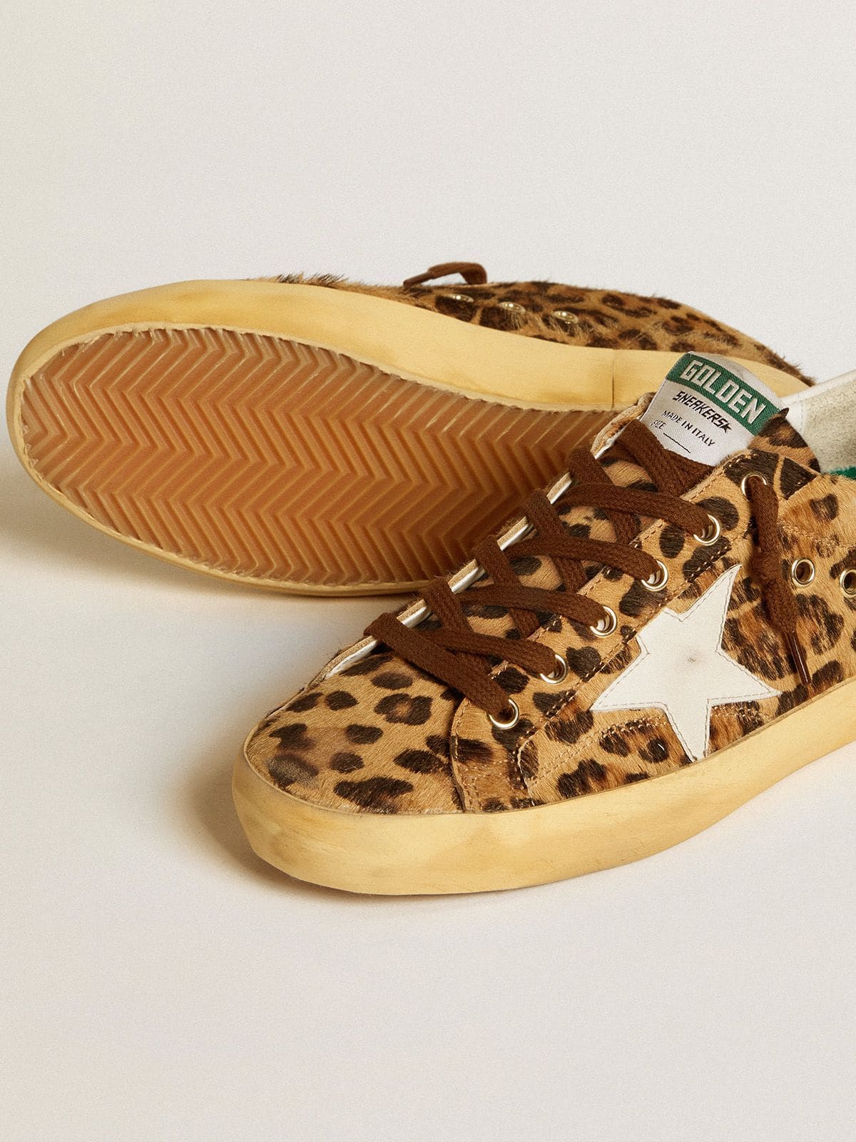 Golden Goose - Super-Star LTD in leopard-print pony skin with leather star and heel tab in 