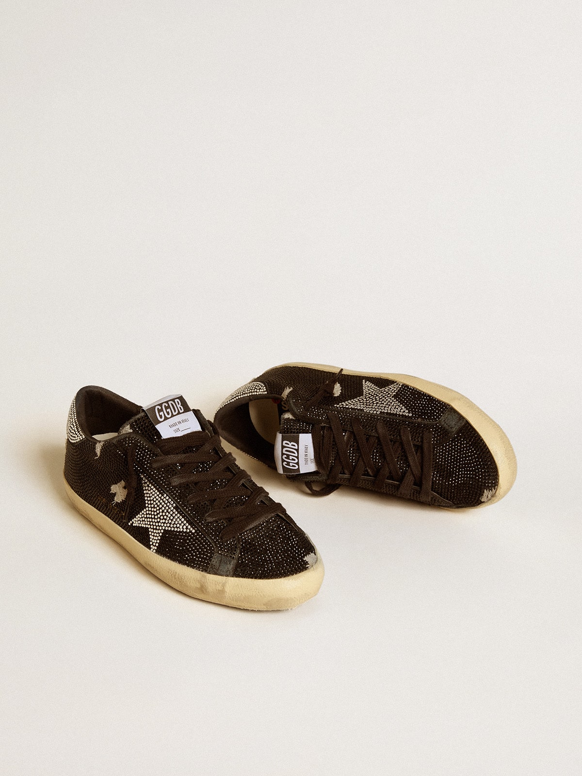 Golden Goose - Women's Super-Star in suede and Swarovski crystals with silver star in 