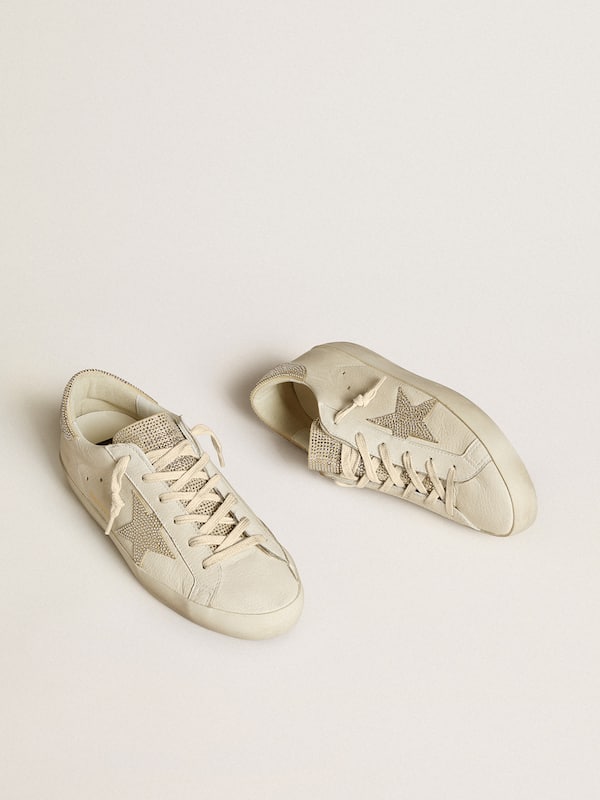 Golden Goose - Women’s Super-Star in nappa leather with Swarovski crystal star and heel tab in 