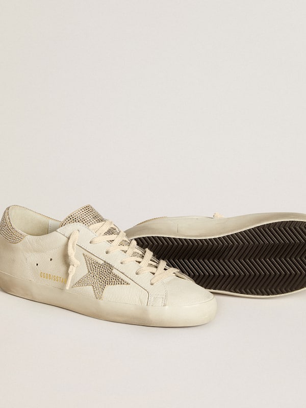 Golden Goose - Women’s Super-Star in nappa leather with Swarovski crystal star and heel tab in 