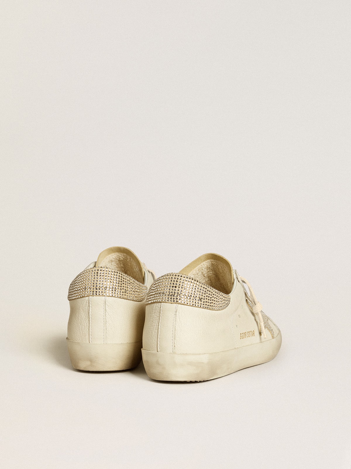 Golden Goose - Women’s Super-Star in nappa leather with Swarovski crystal star and heel tab in 