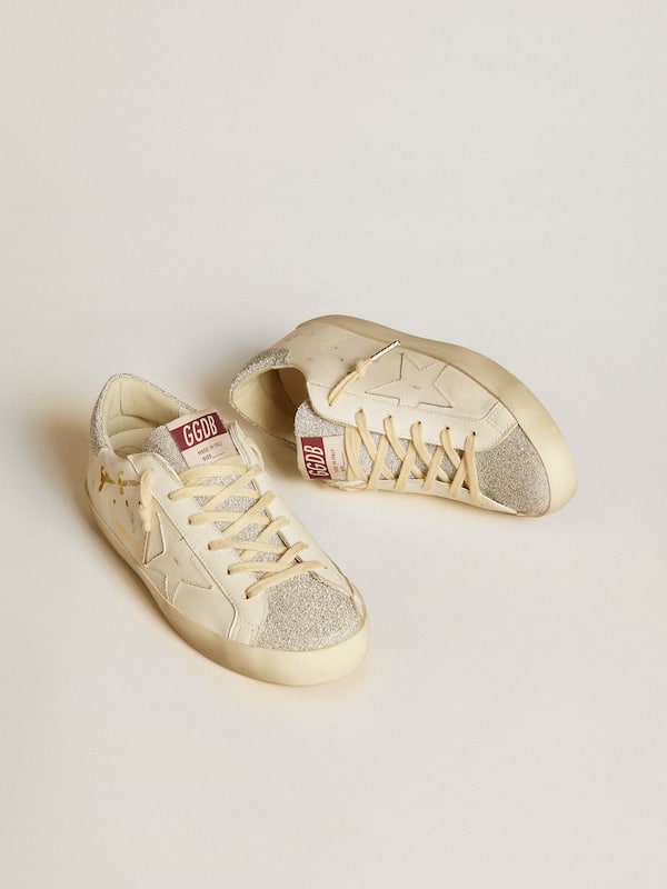 Golden Goose - Women’s Super-Star LTD in white leather with Swarovski micro-crystal inserts in 