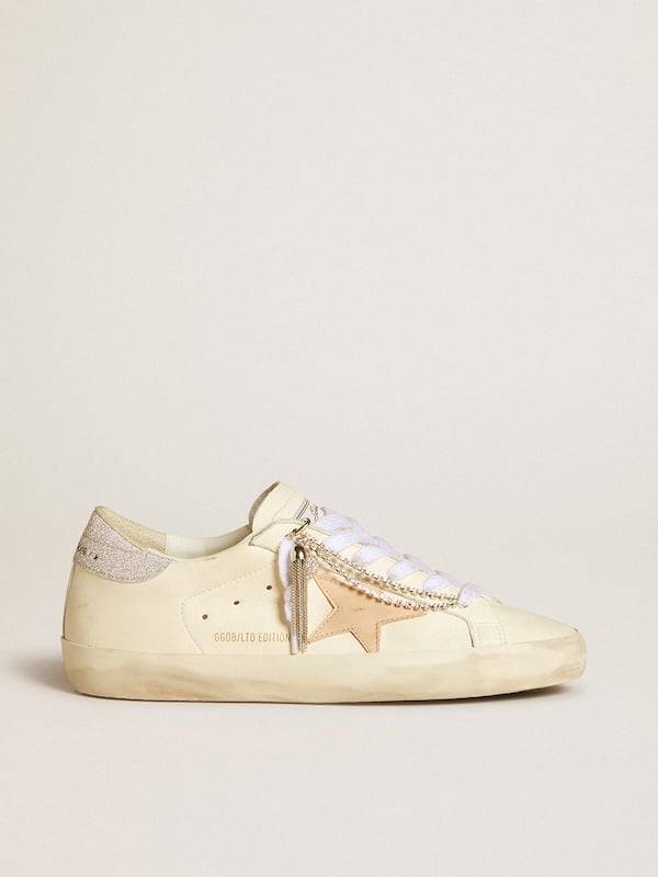Golden Goose - Women's Super-Star LTD in nappa leather with nude leather star and glitter heel tab in 