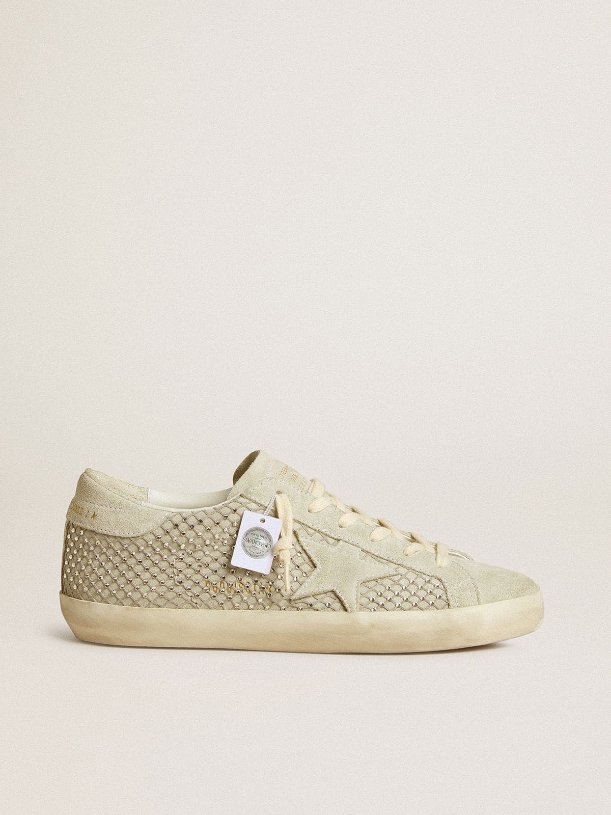 Golden Goose - Super-Star with gray suede star and Swarovski crystal mesh in 