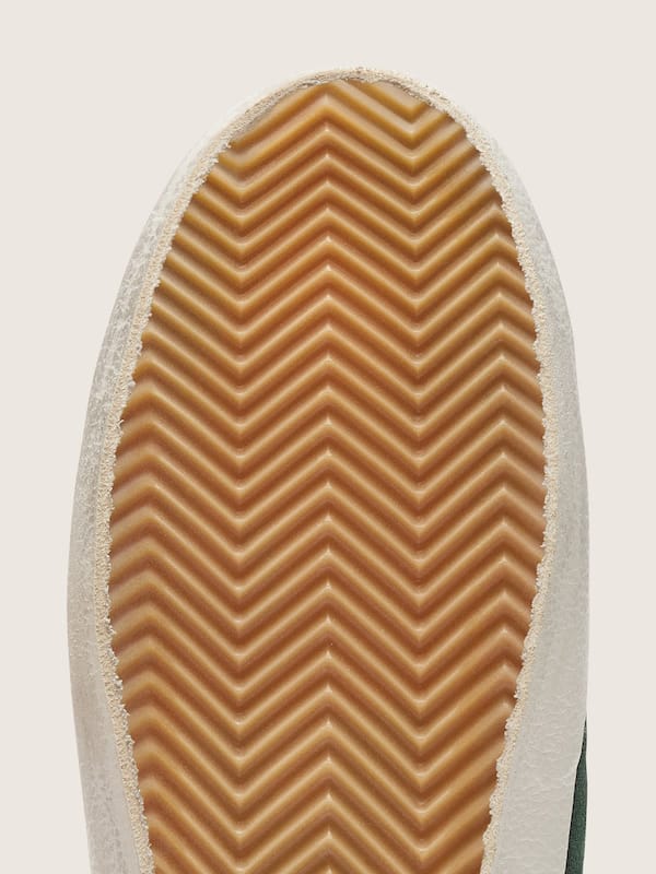 Golden Goose - Super-Star femme en daim vert, &eacute;toile paillet&eacute;e argent&eacute;e, contrefort en cuir in 
