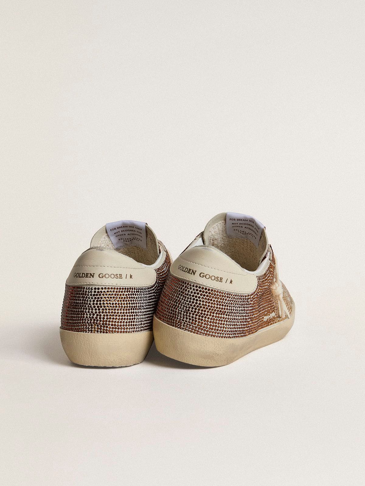 Golden Goose - Super-Star in beige suede and multicolored crystals with cream-colored leather star and heel tab  in 