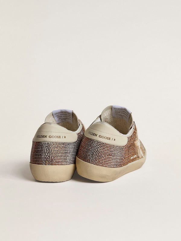 Golden Goose - Super-Star in beige suede and multicolored crystals with cream-colored leather star and heel tab  in 