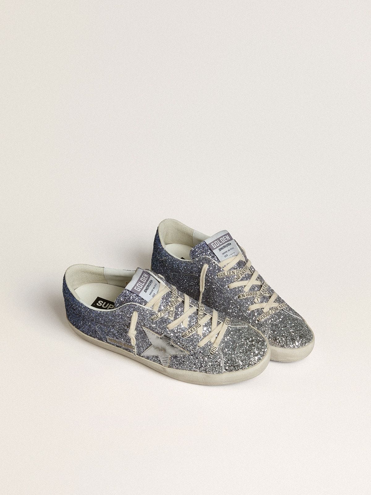 Golden Goose - Super-Star LTD in multicolor glitter with silver metallic leather star in 