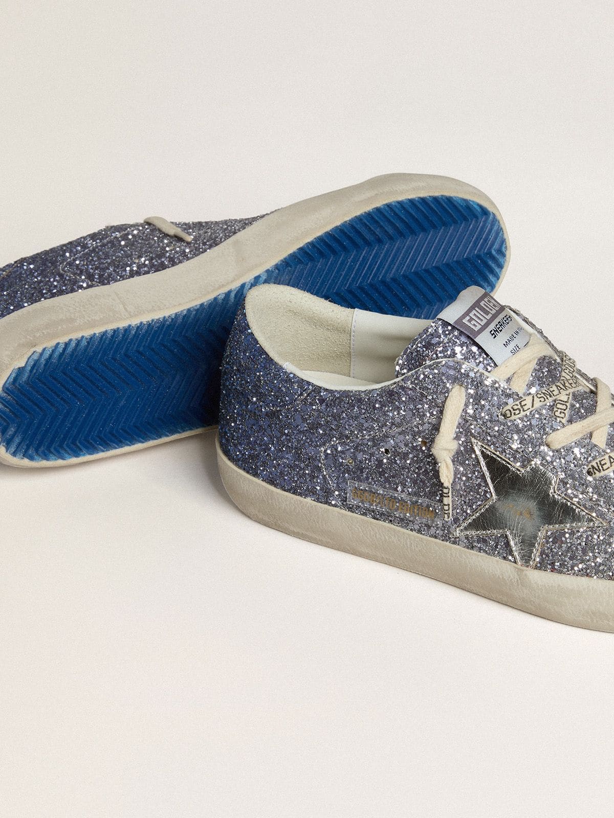 Golden Goose - Super-Star LTD in multicolor glitter with silver metallic leather star in 