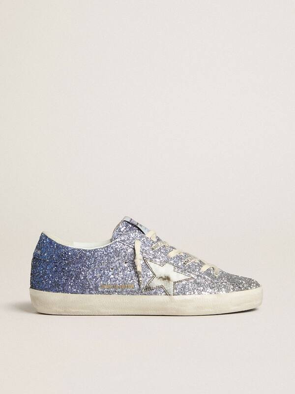 Golden Goose - Super-Star LTD in multicolor glitter with silver metallic leather star in 