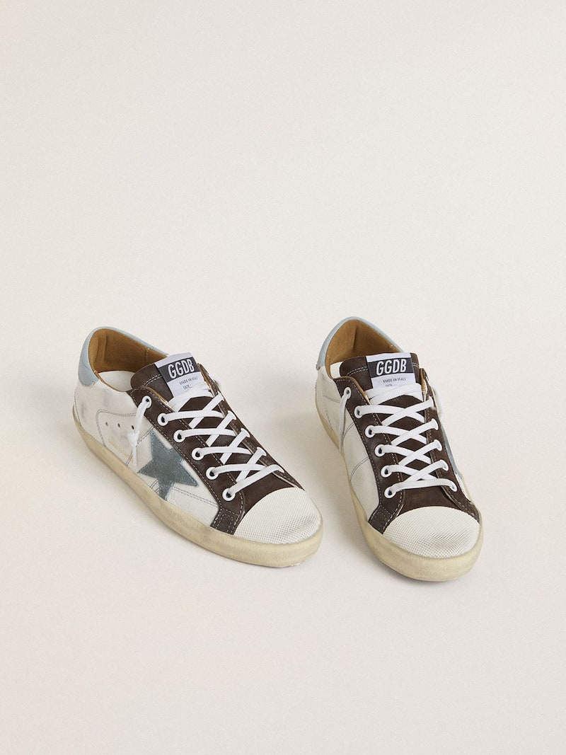 Golden Goose - Super-Star LTD Damen mit azurblauem Raulederstern und azurblauem Canvas an der Ferse in 