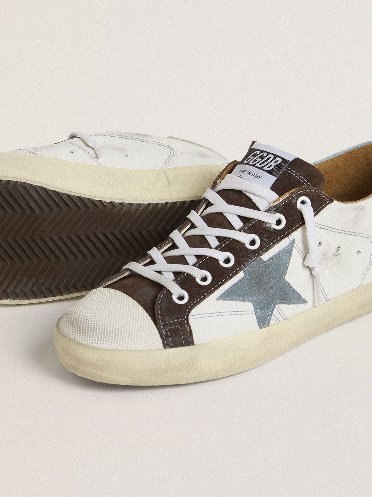Golden Goose - Super-Star LTD Damen mit azurblauem Raulederstern und azurblauem Canvas an der Ferse in 