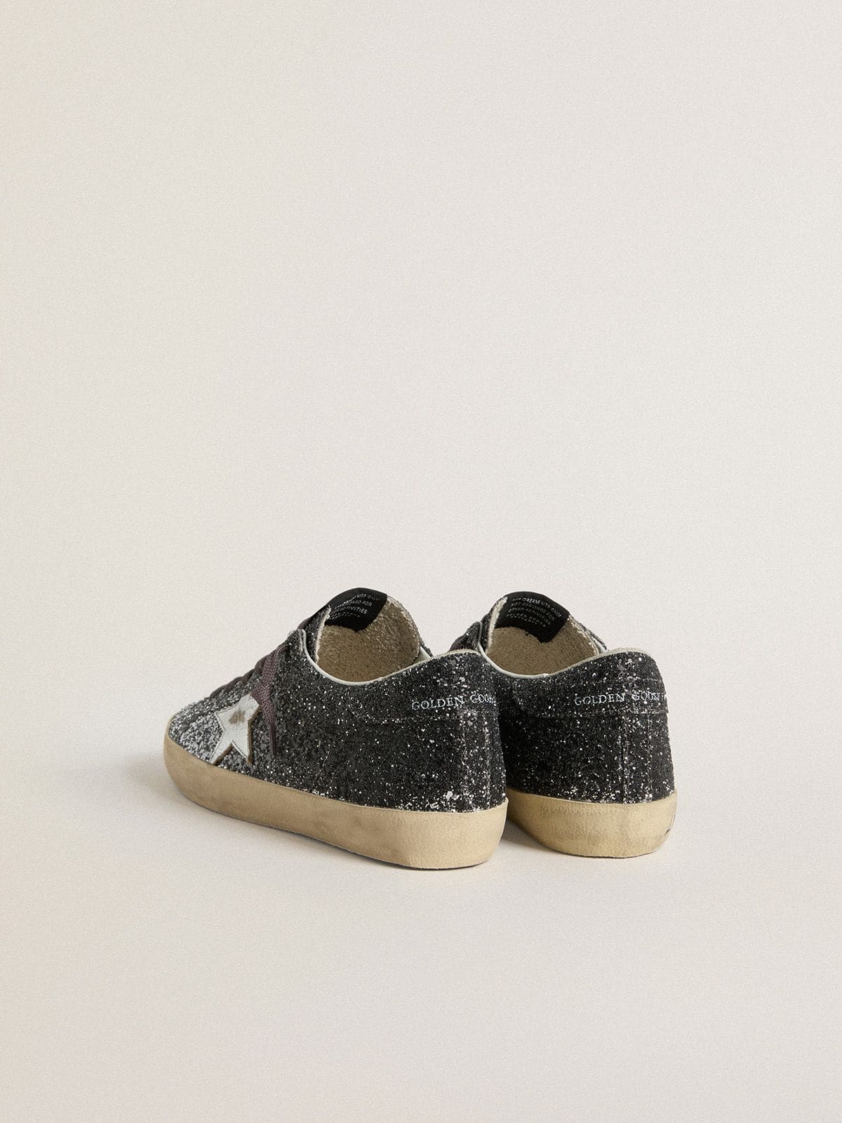 Golden Goose - Women's Super Star with glitter upper and silver metallic leather star in 