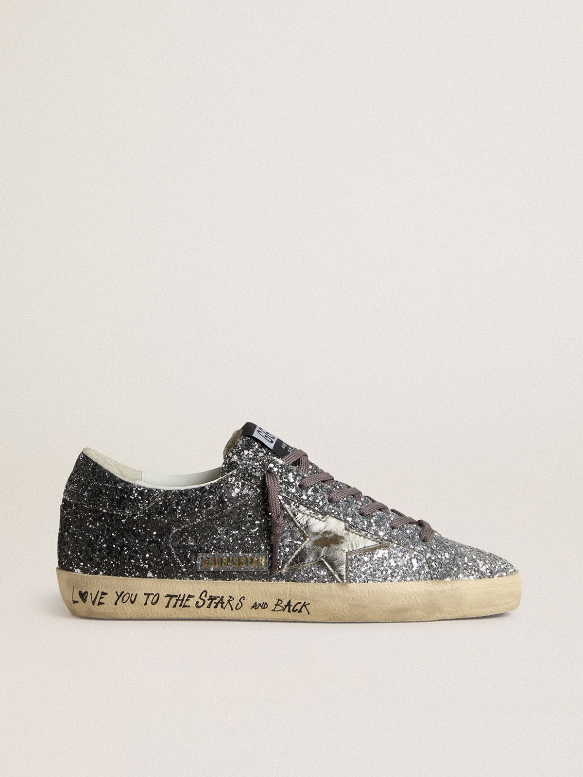 Golden Goose - Women's Super Star with glitter upper and silver metallic leather star in 