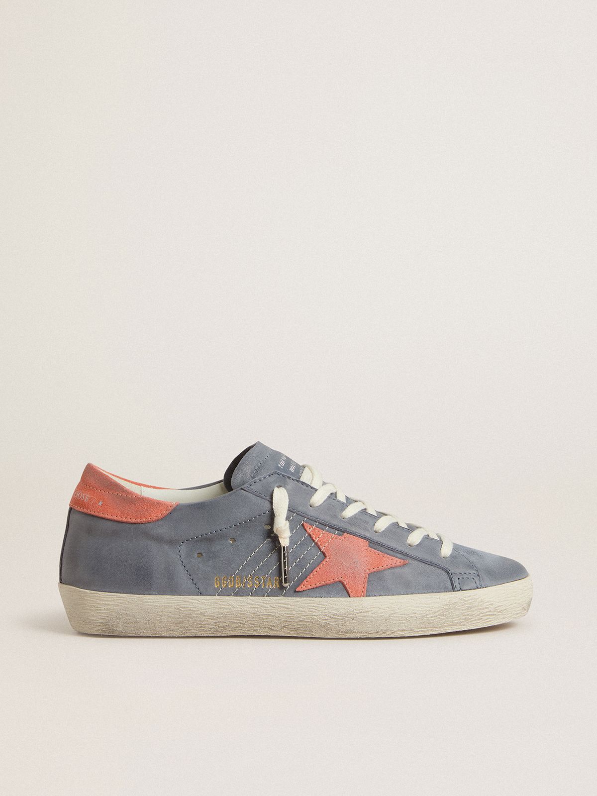 Super Star Damen Aus Azurblauem Nubuk Mit Stern Und Ferse Aus Rosa Suede super-star-damen-aus-azurblauem-nubuk-mit-stern-und-ferse-aus-rosa-suede