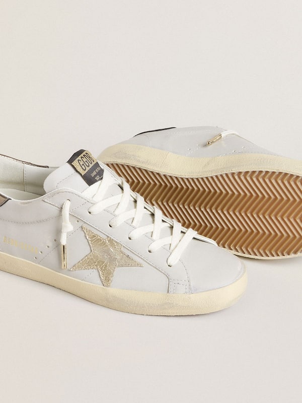 Golden Goose - Super-Star with crackle leather star and metallic foiled leather heel tab  in 
