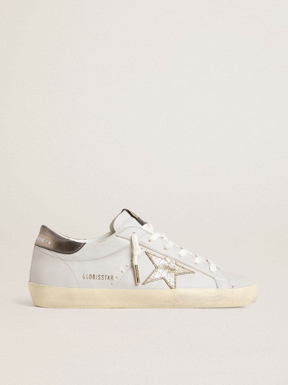 Golden Goose - Super-Star with crackle leather star and metallic foiled leather heel tab  in 