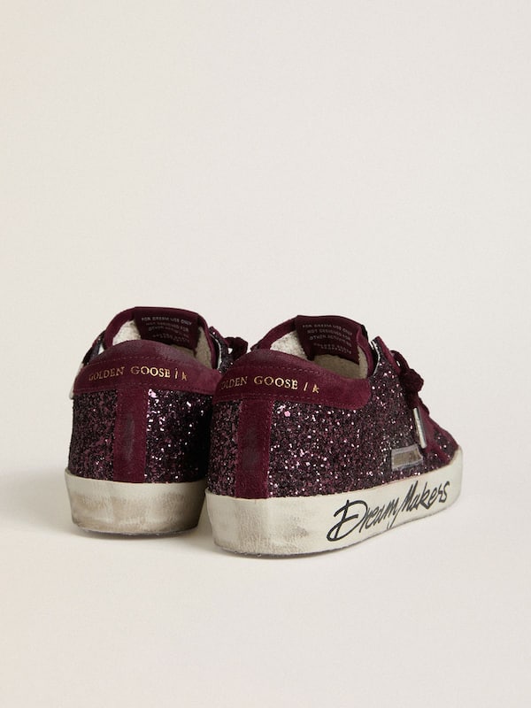 Golden Goose - Women's Super-Star LTD in cherry glitter with cherry suede star in 