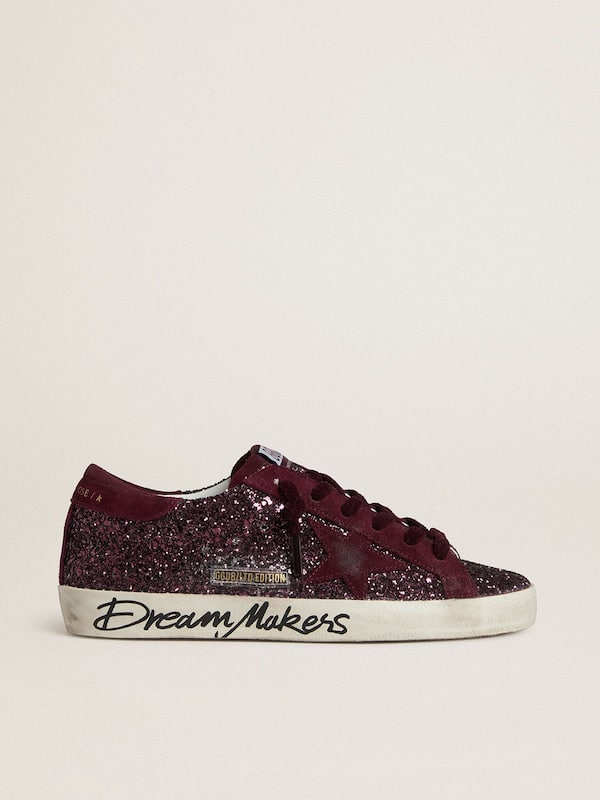 Golden Goose - Women's Super-Star LTD in cherry glitter with cherry suede star in 