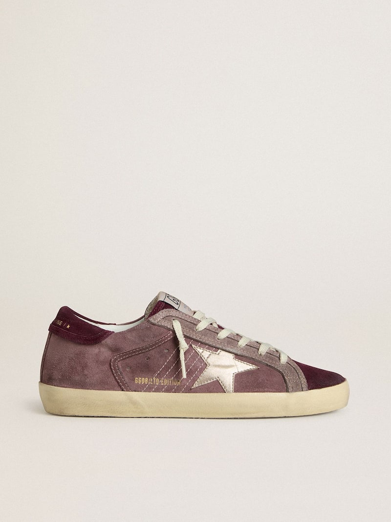 Super-Star LTD de Mujer de ante lila con estrella de piel laminada plateada y refuerzo del talón de ante