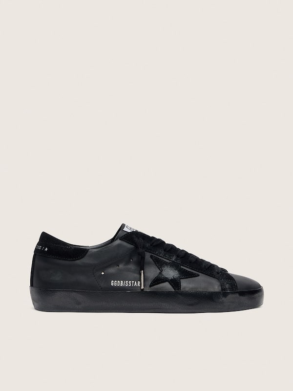 Golden Goose - Women's Super-Star in black nappa with black suede star and heel tab in 